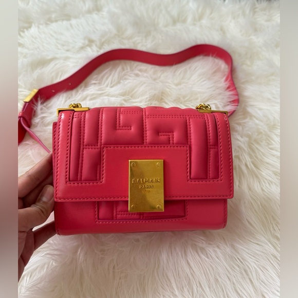 BALMAIN 1945 Soft Mini Quilted Leather Shoulder Bag in Coral 🥰 - Picture 2 of 15